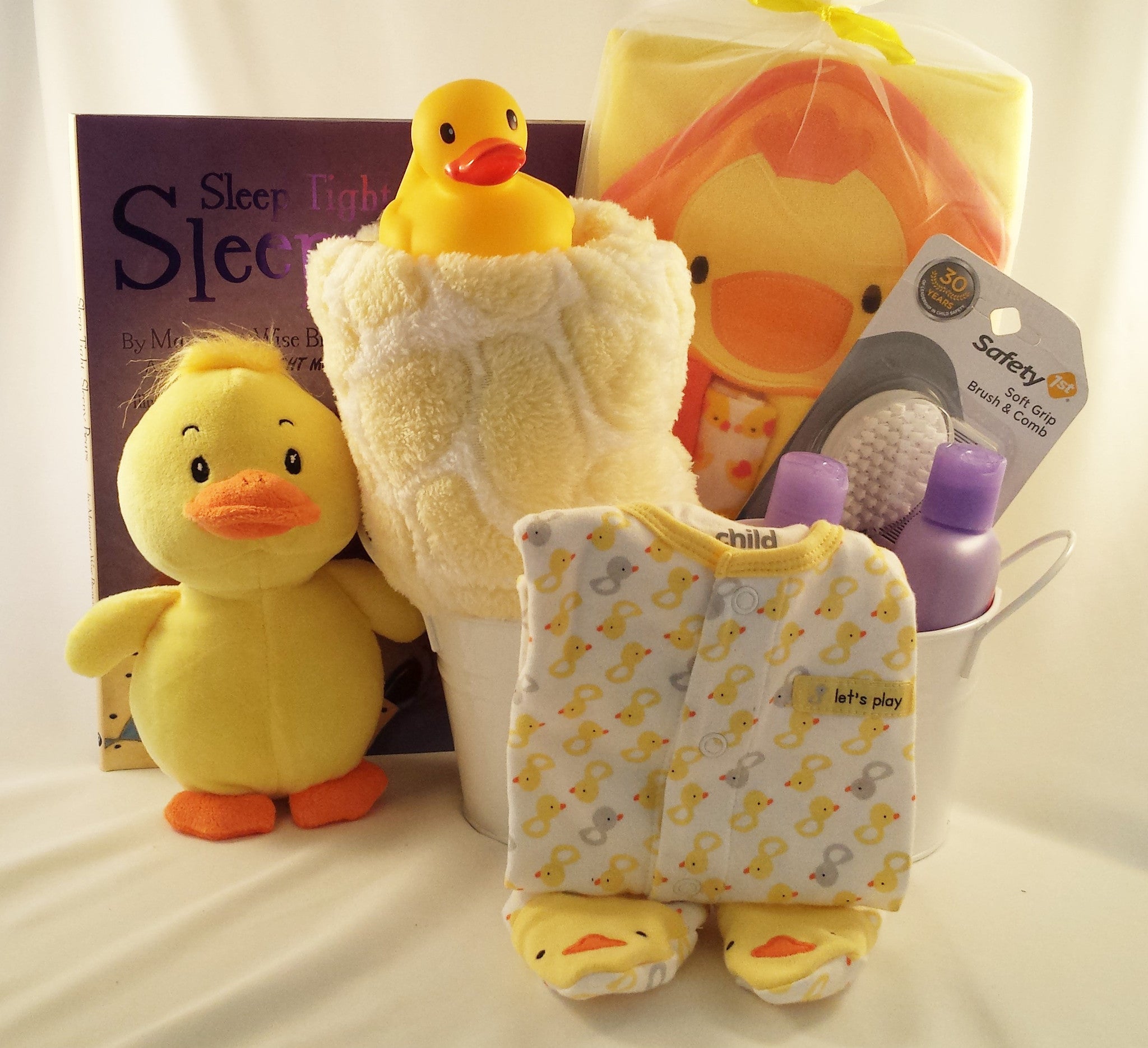 Welcome Home Baby Yellow/Teal Deluxe Gift Basket